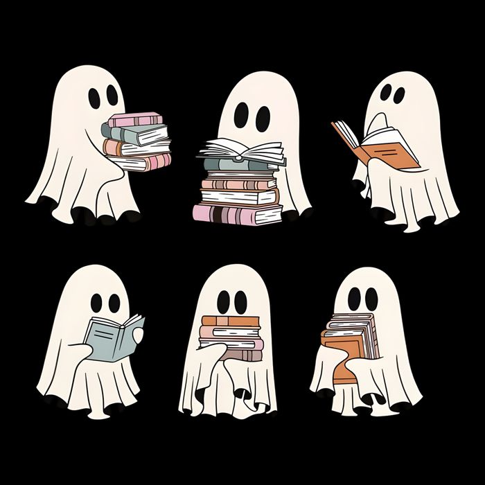 Ghost Reading Books Bookworm Lover 16 in Basic Backpack