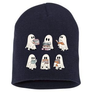 Ghost Reading Books Bookworm Lover Short Acrylic Beanie