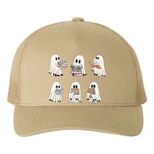 Ghost Reading Books Bookworm Lover Yupoong Adult 5-Panel Trucker Hat