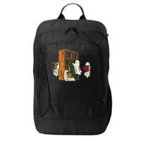 Ghosts Reading Books Teacher Halloween Librarian Boooks City Backpack