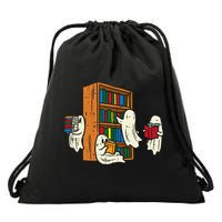 Ghosts Reading Books Teacher Halloween Librarian Boooks Drawstring Bag