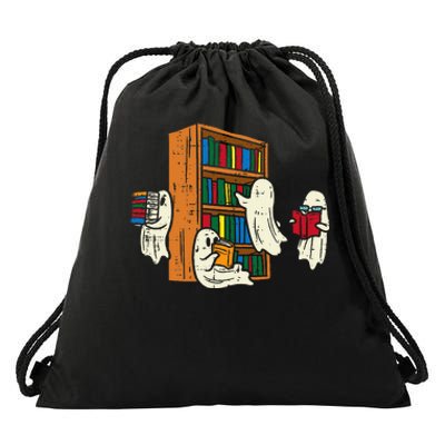 Ghosts Reading Books Teacher Halloween Librarian Boooks Drawstring Bag