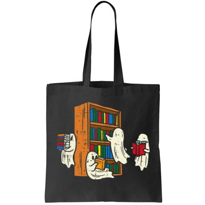 Ghosts Reading Books Teacher Halloween Librarian Boooks Tote Bag