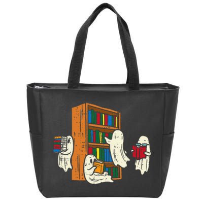 Ghosts Reading Books Teacher Halloween Librarian Boooks Zip Tote Bag