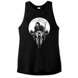 Grim Racer Biker Vest Metal Rock Goth Reaper Motorcycle Death Ladies PosiCharge Tri-Blend Wicking Tank