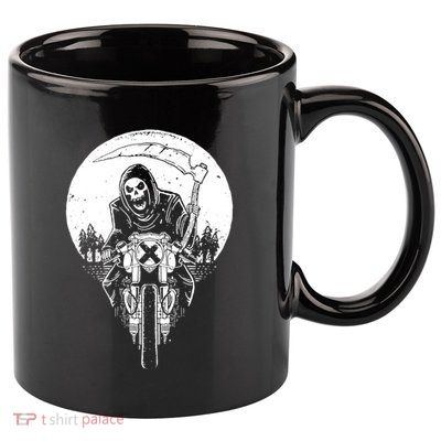Grim Racer Biker Vest Metal Rock Goth Reaper Motorcycle Death 11oz C Handle Ceramic Mug