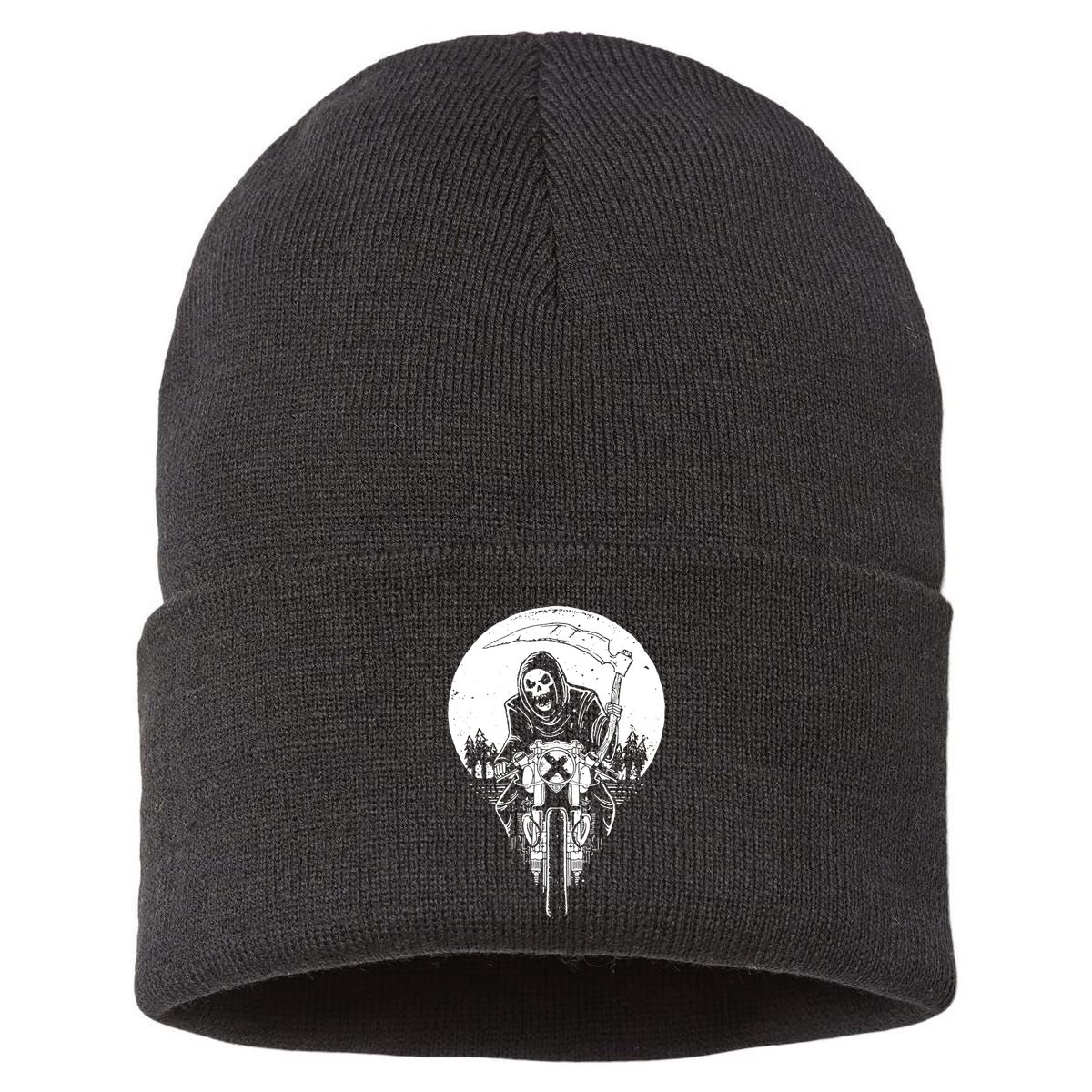 Grim Racer Biker Vest Metal Rock Goth Reaper Motorcycle Death Sustainable Knit Beanie