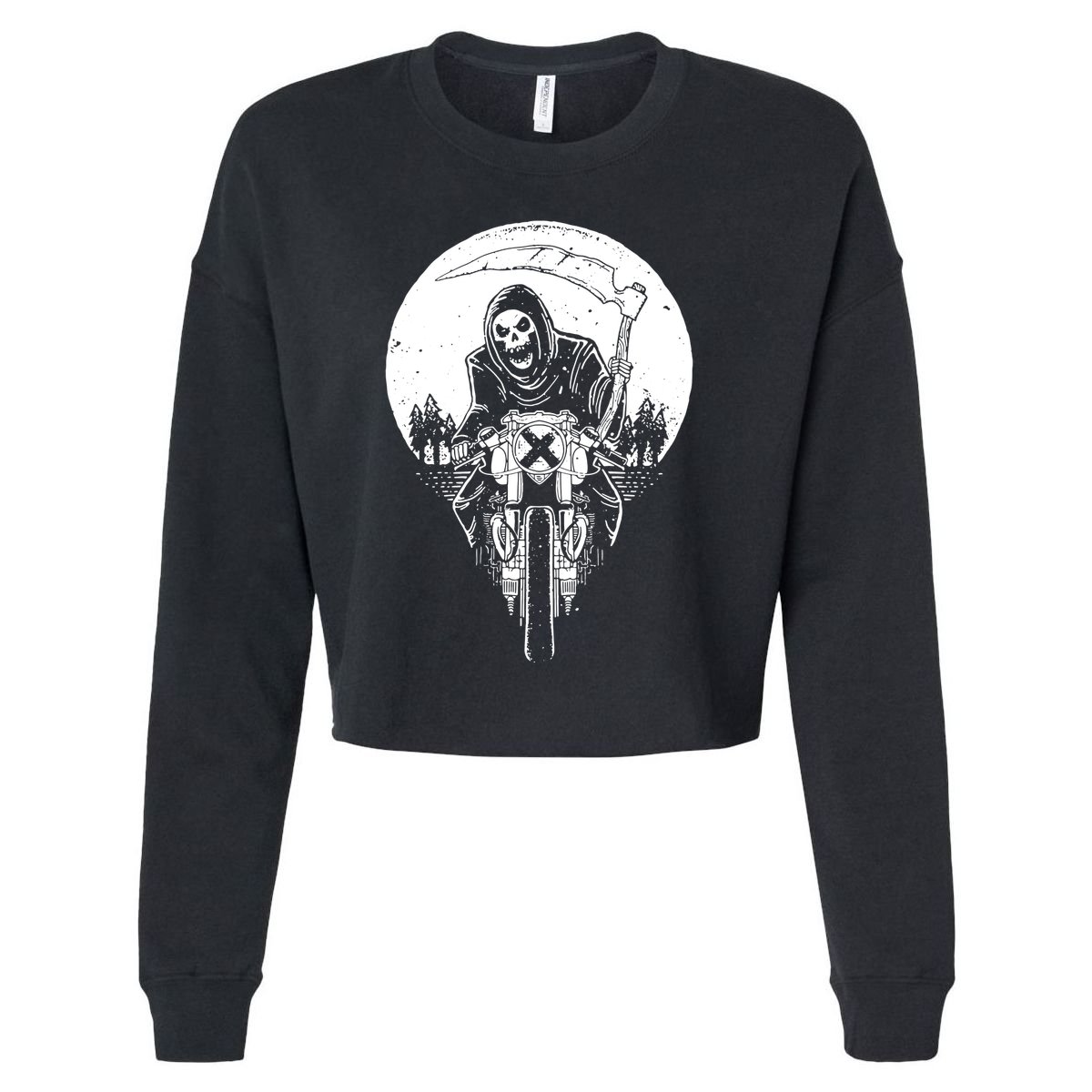Grim Racer Biker Vest Metal Rock Goth Reaper Motorcycle Death Cropped Pullover Crew