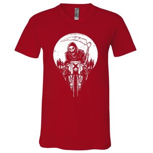 Grim Racer Biker Vest Metal Rock Goth Reaper Motorcycle Death V-Neck T-Shirt