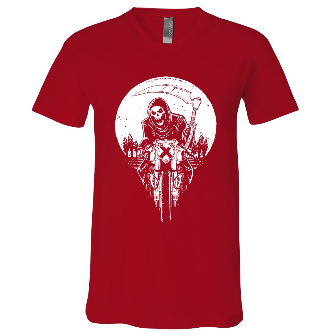 Grim Racer Biker Vest Metal Rock Goth Reaper Motorcycle Death V-Neck T-Shirt
