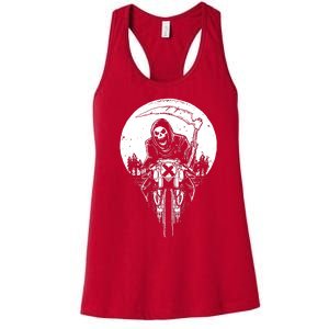 Grim Racer Biker Vest Metal Rock Goth Reaper Motorcycle Death Women's Racerback Tank