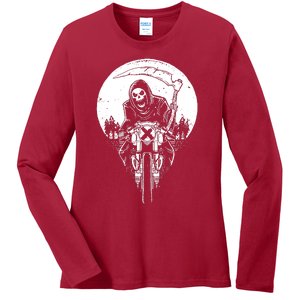 Grim Racer Biker Vest Metal Rock Goth Reaper Motorcycle Death Ladies Long Sleeve Shirt