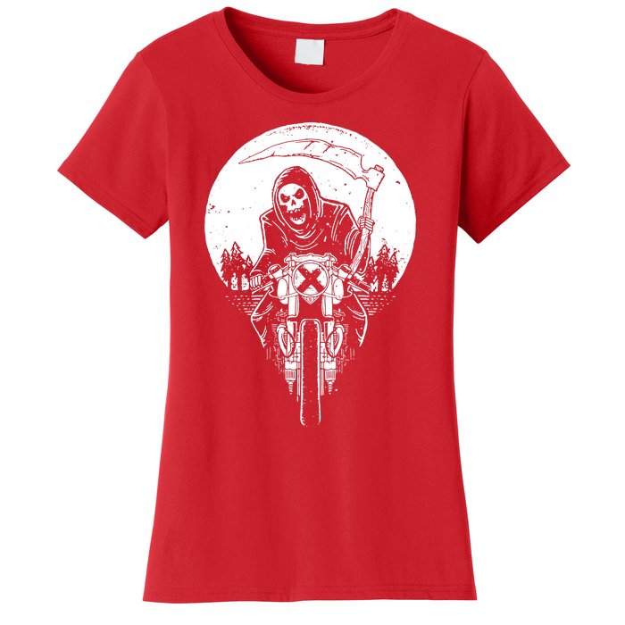 Grim Racer Biker Vest Metal Rock Goth Reaper Motorcycle Death Women's T-Shirt