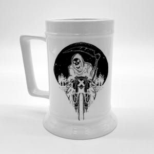 Grim Racer Biker Vest Metal Rock Goth Reaper Motorcycle Death Beer Stein