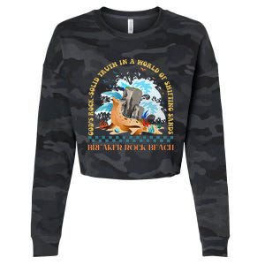 Gods Rocksolid Breaker Rock Beach Vbs 2024 Christian Cropped Pullover Crew