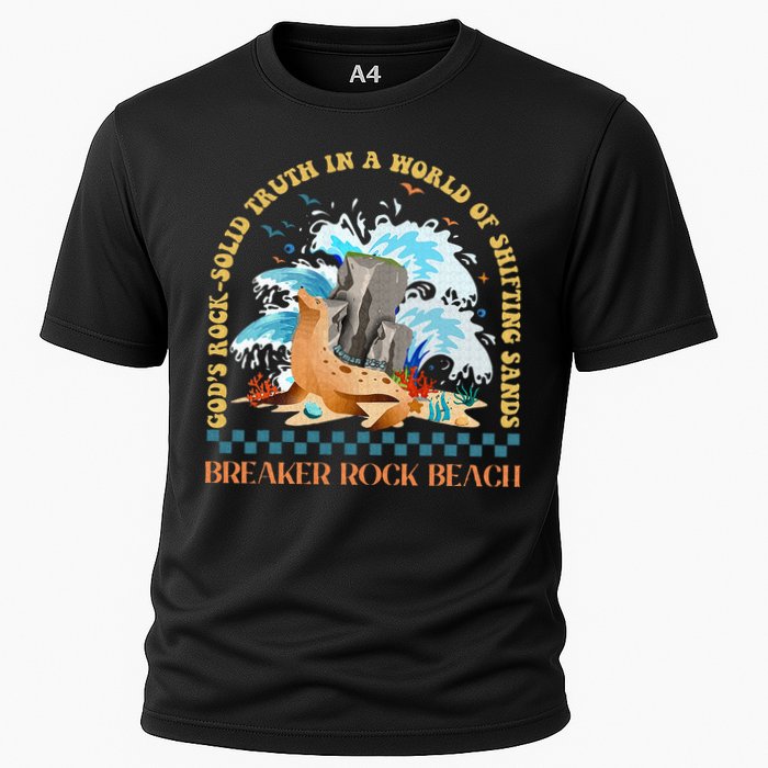 Gods Rocksolid Breaker Rock Beach Vbs 2024 Christian Cooling Performance Crew T-Shirt