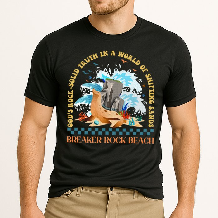 Gods Rocksolid Breaker Rock Beach Vbs 2024 Christian Cooling Performance Crew T-Shirt