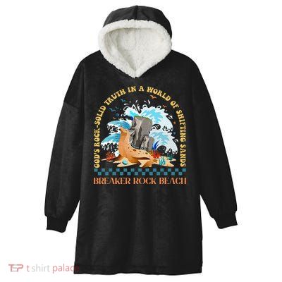 Gods Rocksolid Breaker Rock Beach Vbs 2024 Christian Hooded Wearable Blanket