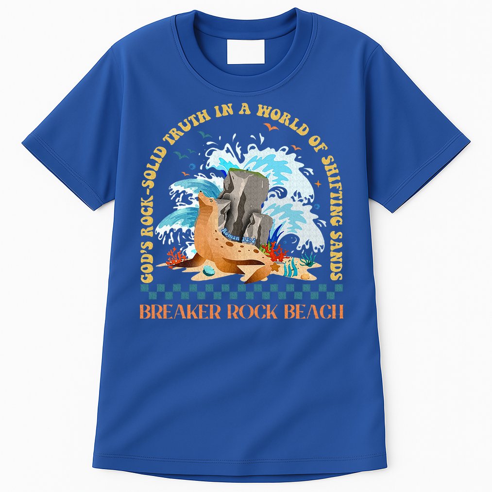 Gods Rocksolid Breaker Rock Beach Vbs 2024 Christian Tall T-Shirt