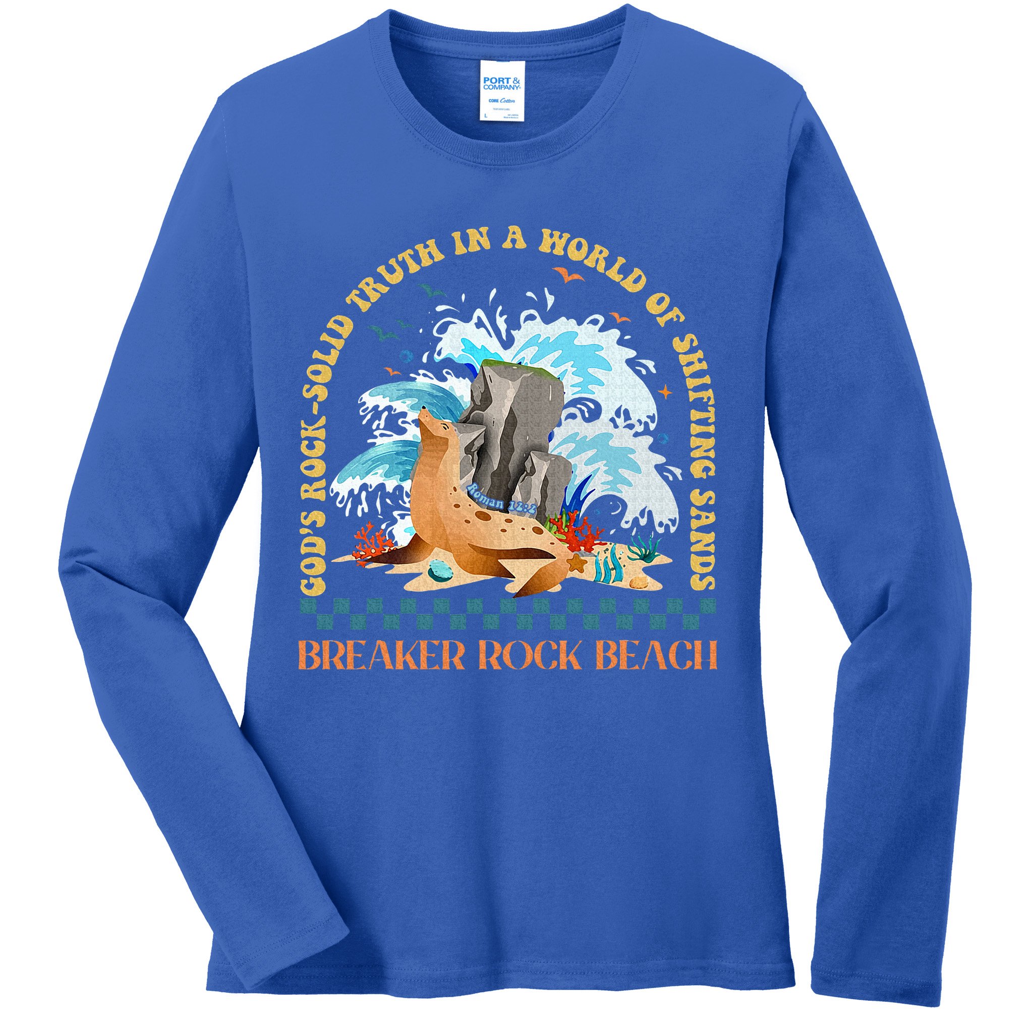Gods Rocksolid Breaker Rock Beach Vbs 2024 Christian Ladies Long Sleeve Shirt