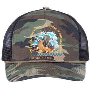 Gods Rocksolid Breaker Rock Beach Vbs 2024 Christian Retro Rope Trucker Hat Cap