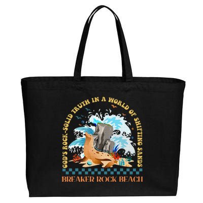 Gods Rocksolid Breaker Rock Beach Vbs 2024 Christian Cotton Canvas Jumbo Tote