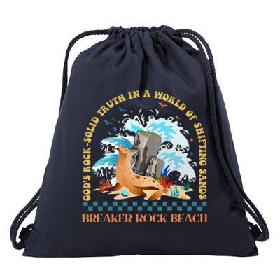 Gods Rocksolid Breaker Rock Beach Vbs 2024 Christian Drawstring Bag