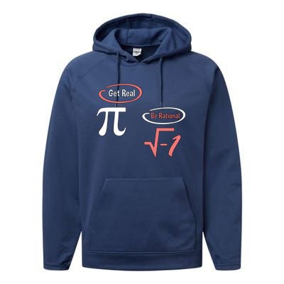 Get Real Be Rational National Pi Day Nerdy Fun Gift Performance Fleece Hoodie