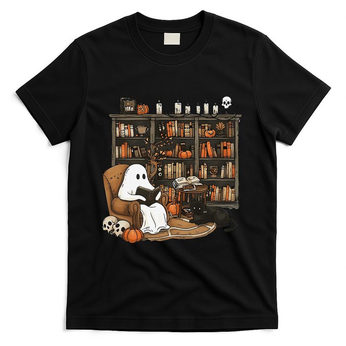 Ghost Reading Books Librarian Ghost Halloween T-Shirt
