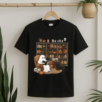 Ghost Reading Books Librarian Ghost Halloween T-Shirt