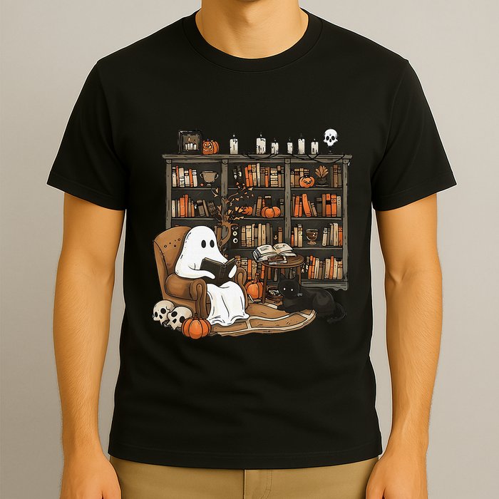 Ghost Reading Books Librarian Ghost Halloween T-Shirt