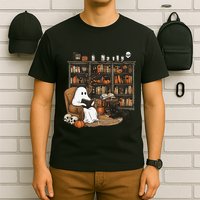 Ghost Reading Books Librarian Ghost Halloween T-Shirt