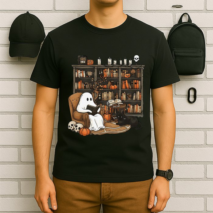 Ghost Reading Books Librarian Ghost Halloween T-Shirt