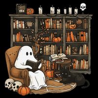 Ghost Reading Books Librarian Ghost Halloween T-Shirt