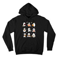 Ghost Reading Book Cute Teacher Halloween Ghost Book Lover Hoodie