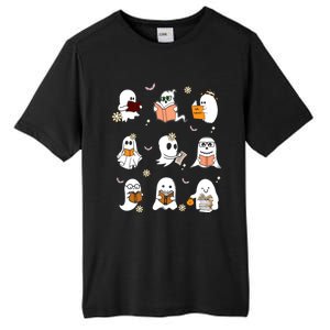 Ghost Reading Book Cute Teacher Halloween Ghost Book Lover Tall Fusion ChromaSoft Performance T-Shirt