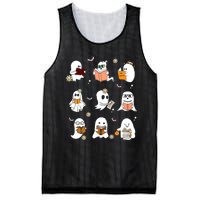 Ghost Reading Book Cute Teacher Halloween Ghost Book Lover Mesh Reversible Basketball Jersey Tank