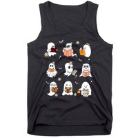 Ghost Reading Book Cute Teacher Halloween Ghost Book Lover Tank Top