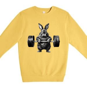 Gym Rabbit Bodybuilder Weight Lifting Rabbit Training Fitness Meaningful Gift Premium Crewneck Sweatshirt