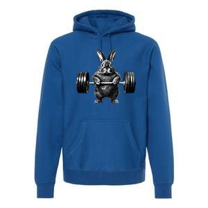 Gym Rabbit Bodybuilder Weight Lifting Rabbit Training Fitness Meaningful Gift Premium Hoodie