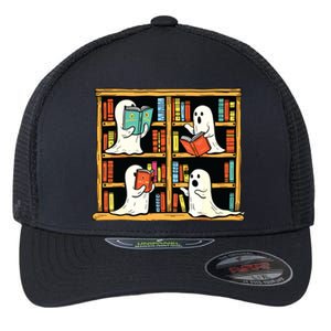 Ghosts Reading Books Teacher Halloween Librarian Boooks Flexfit Unipanel Trucker Cap