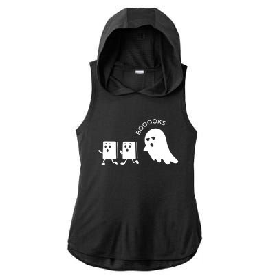 Ghost Reading Books Halloween Ladies PosiCharge Tri-Blend Wicking Draft Hoodie Tank