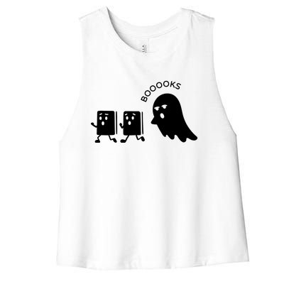 Ghost Reading Books Halloween Women's Racerback Cropped Tank