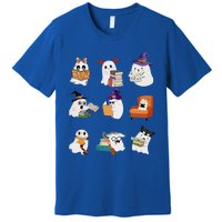 Ghosts Reading Books Teacher Halloween Librarian Cute Boooks Cool Gift Premium T-Shirt