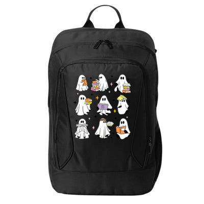 Ghosts Reading Books Teacher Halloween Librarian Boooks City Backpack