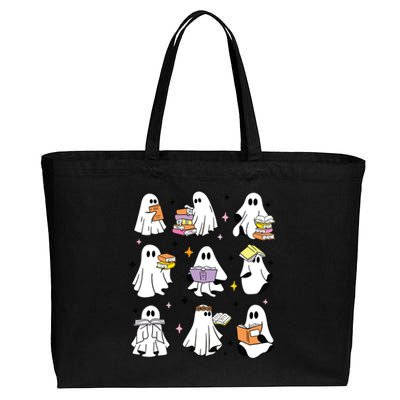 Ghosts Reading Books Teacher Halloween Librarian Boooks Cotton Canvas Jumbo Tote