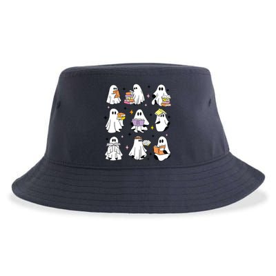 Ghosts Reading Books Teacher Halloween Librarian Boooks Sustainable Bucket Hat