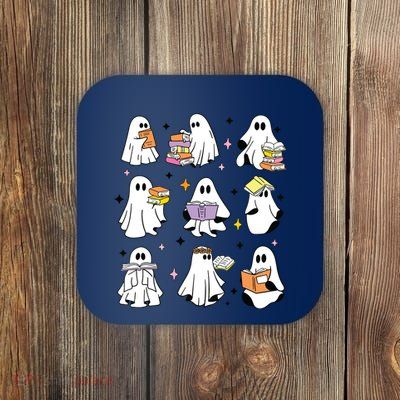 Ghosts Reading Books Teacher Halloween Librarian Boooks Coaster