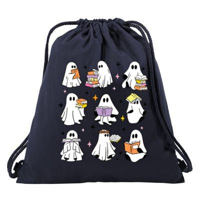 Ghosts Reading Books Teacher Halloween Librarian Boooks Drawstring Bag