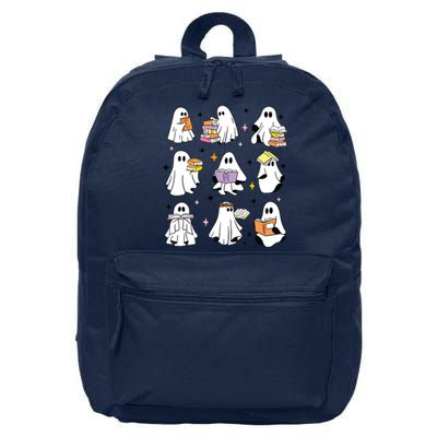 Ghosts Reading Books Teacher Halloween Librarian Boooks 16 in Basic Backpack